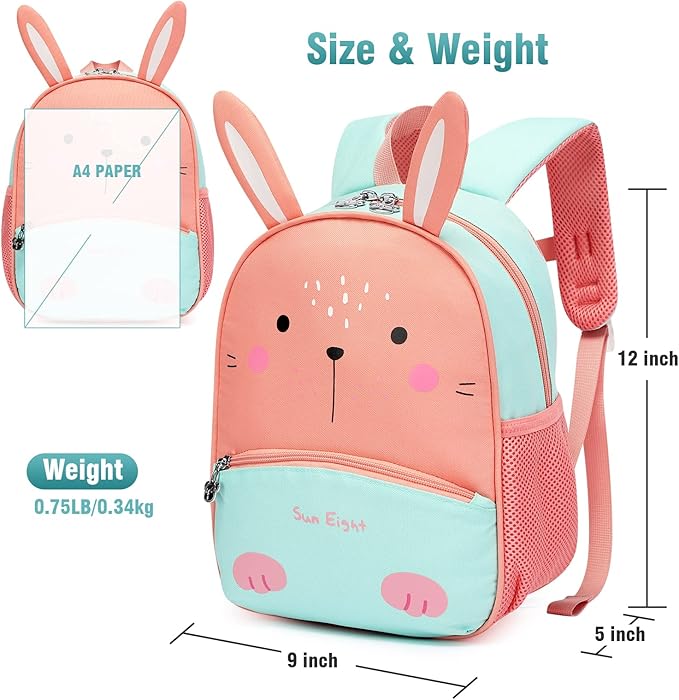 SUN EIGHT Cute Toddler Backpack Toddler Bag 3D Cartoon Mini Travel Bag for Baby Girl Boy 2-6 Years