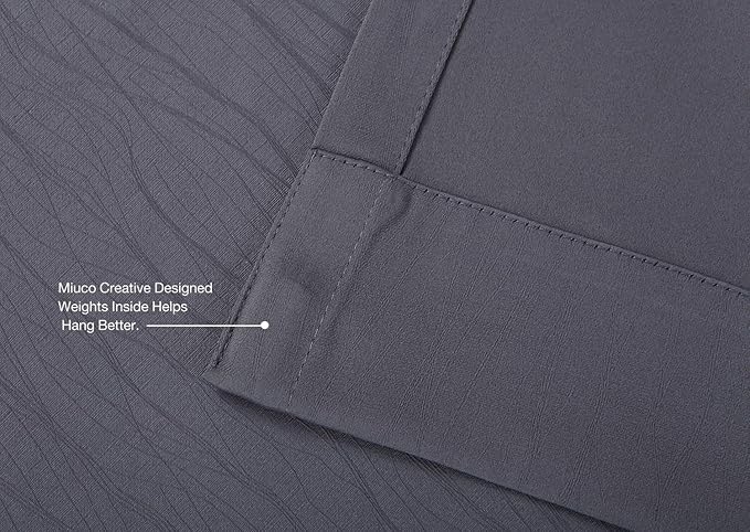 MIUCO Blackout Curtains Room Darkening Textured Grommet Window Curtains for Living Room 2 Panels 52x84 Inch Dark Grey