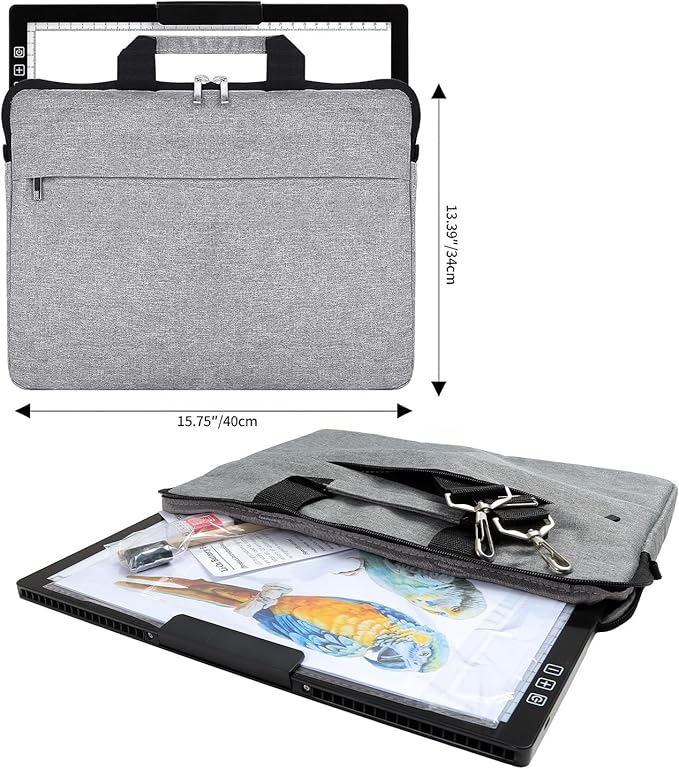 Rechargeable A4 Light Box with Padded Case,led Light pad with Built-in Stand & Clip,6 Levels of Brightness lightbox for tracing,Diamond Painting.Light Table for Artists,Drawing,Sketching,Animation