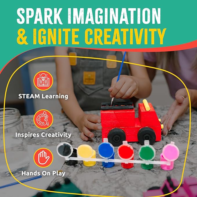 DIY Wood Building Kits, STEM Woodworking Kit for Kids, Creative Fun Craft Projects, Great Gift for Boys & Girls (Wooden Cars, 1-Pack)