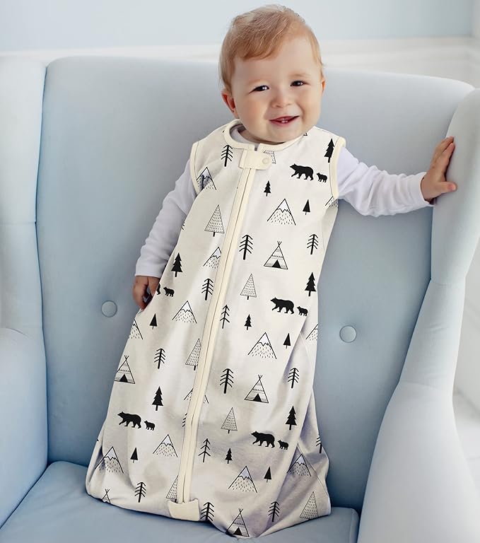 Mama Cheetah Baby Sleep Sack 0.5 TOG, Organic Cotton Baby Wearable Blanket with Two-Way Zipper, Swaddle Transition Baby Sleeping Bag for Newborn Infant Toddler Boy Girl, 12-18 Months