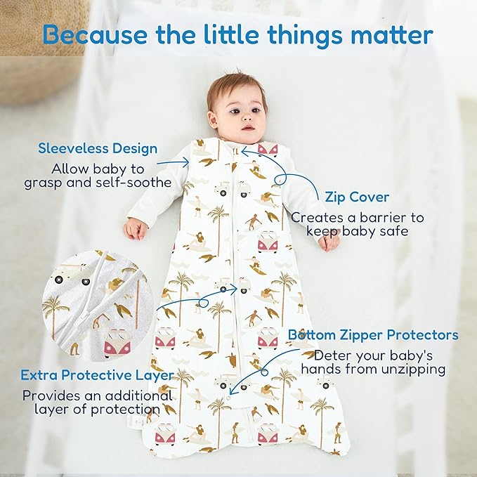 TotAha Newborn Sleep Sacks 0-3 months 3 Pack, Light, Soft, and Safe Baby Wearable Blanket Sleeping Bag with 2-Way Zippers, 0.5 TOG