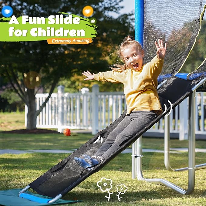 Zupapa Trampolines No-Gap Design 1500 LBS Weight Capacity 16 15 14 12 10 8FT for Kids Children with Safety Enclosure Net Outdoor Backyards Large Recreational Trampoline