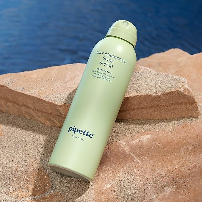 Pipette Baby Mineral Sunscreen Spray SPF 30, Broad Spectrum with Non-Nano Zinc Oxide, Water Resistant UVB/UVA Non-Toxic Sun Protection for Kids & Sensitive Skin, 6 oz