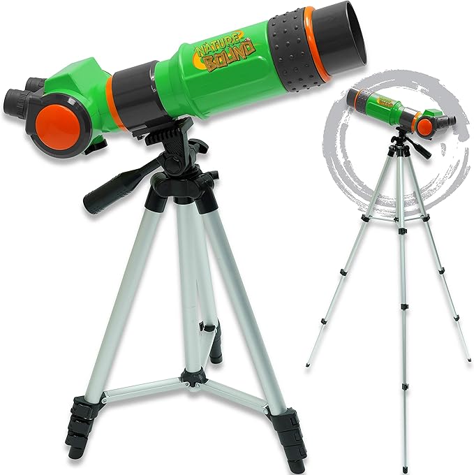 Nature Bound Telescope for Kids and Beginners, 16X Magnification and 15mm Lens for Indoor and Outdoor Use - Adjustable Tripod Included - for Kids Ages 6+, Green (NB538)
