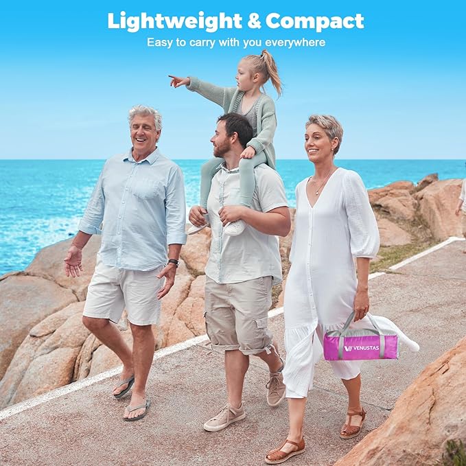 Venustas Beach Tent Sun Shelter for 3/4-5/6-7/8-10 Person, UPF 50+ UV Protection Beach Canopy, Lightweight and Easy Setup Cabana, Portable Shade Tent