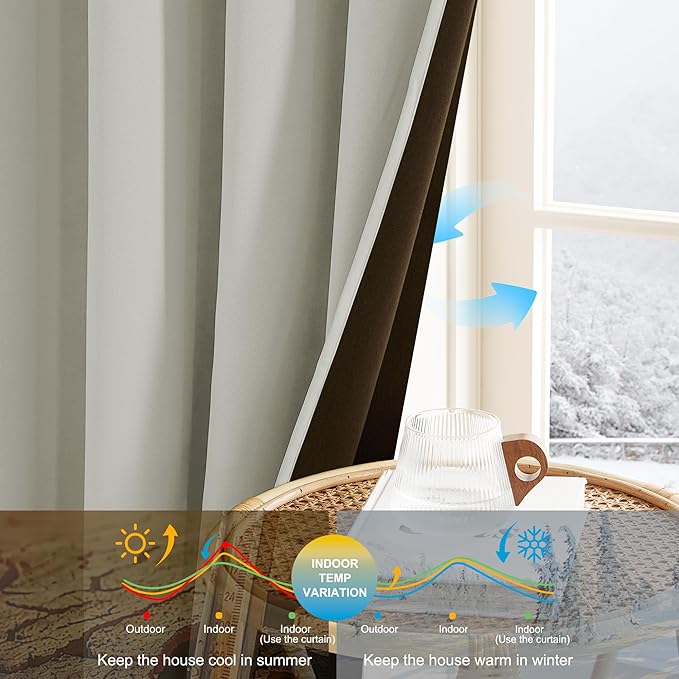 NICETOWN Grommet Blackout Curtains for Bedroom and Living Room - 2 Panels Set Thermal Insulated Smart Room Darkening Plylux Curtains for Nursery Window Cover (Snad, 52 x 84 Inch Long)