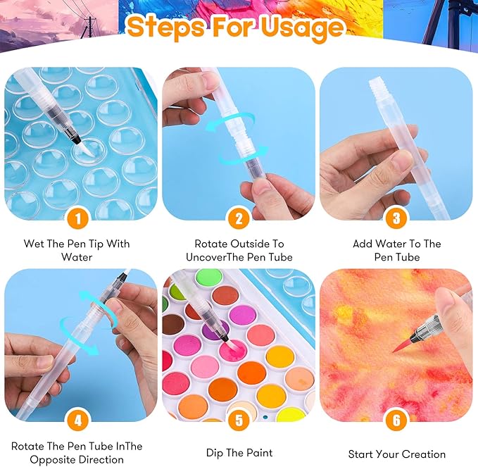 Taotree Valentines Day Gifts for Kids Adults, Easter Basket Stuffers, 48 Colors Watercolor Paint Set, Art Supplies Drawing Kit Painting Supplies Brush, Gifts for Teens Girls Boys Artists