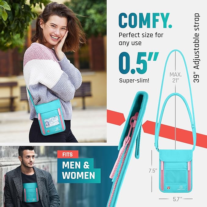 Neck Wallet, Travel Pouch For Passport Holder And Documents, Travel Neck Wallet For Traveling Women