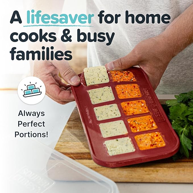 Souper Cubes 2 Tbsp. Silicone Freezer Molds - Perfect for Storing Garlic, Herbs, Ginger, Pesto, Tomato Paste, Lemon Juice, Purees and More - Silicone Baby Food Freezer Tray - Cranberry – 2-Pack