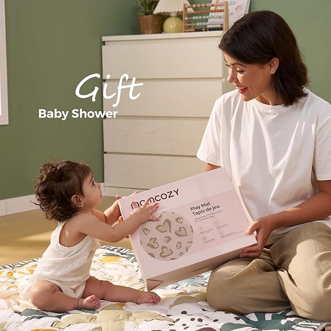 Momcozy Baby Play Mat for Floor, 50x50 Thickened Playpen Mat, Playmate for Baby Tummy Time, Waterproof & Non-Slip, Foldable Outdoor Mat with Carrying Handle, Forest World