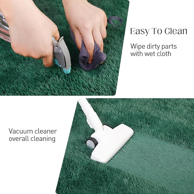 Ultra Soft Area Rug, Fluffy 8x10 Green Rugs for Living Room, Plush Area Rugs for Bedroom, Non-Slip Indoor Carpet for Nursery, Study Room, Kids Room, Room Decor