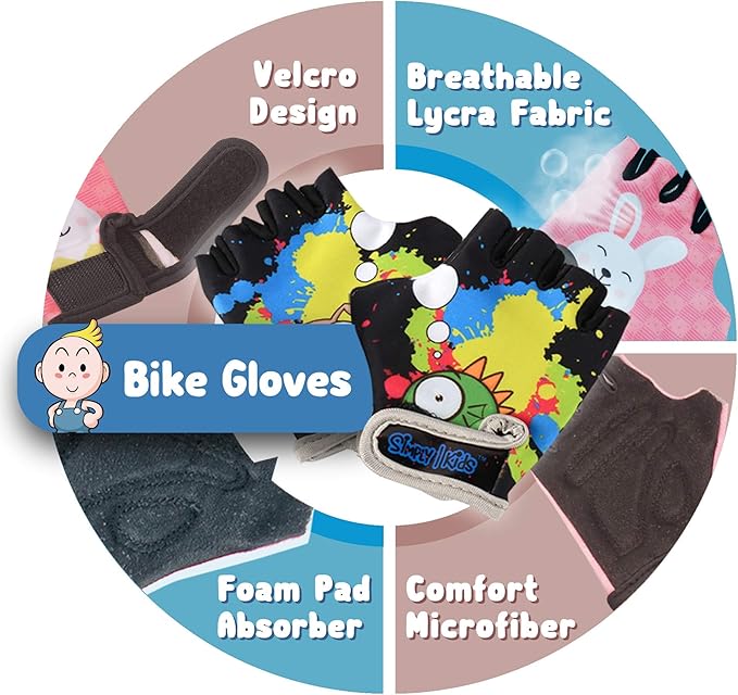 Soft-Style Kids Knee and Elbow Pads with Bike Gloves, Flexible Impact-Resistant Gear for Ages 2-11, Designed for Balance Bikes, Roller-Skating, and Skateboarding