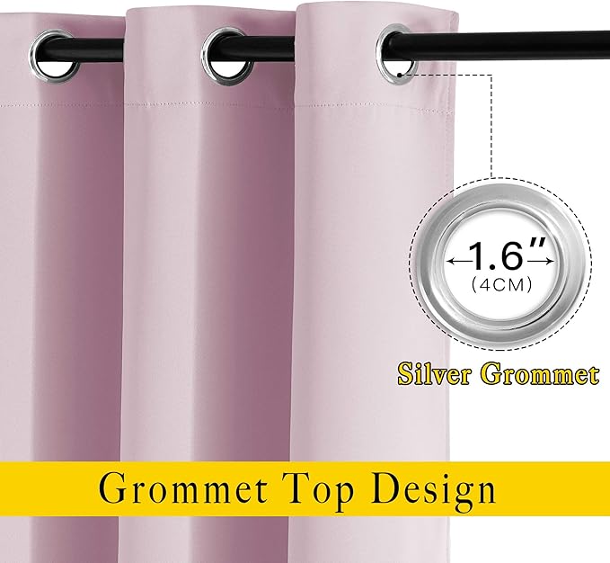 NICETOWN Bedroom Curtains Room Darkening Draperies - Room Darkening Drapes/Panels for Bedroom, Grommet Top 2-Pack, Lavender Pink, 52 x 54 inches Long, Thermal Insulated, Privacy Assured