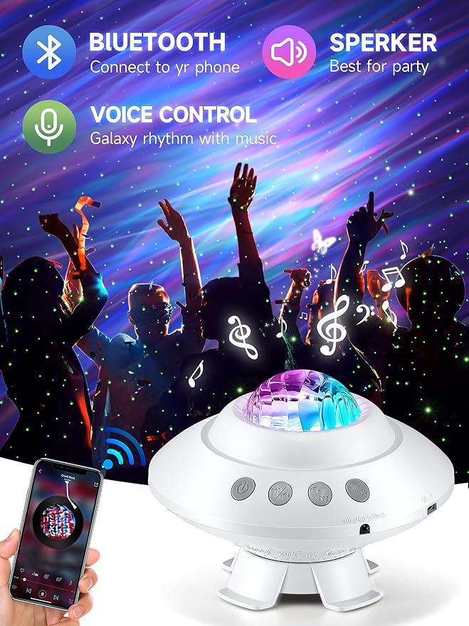 Star Projector Northern Lights, Galaxy Projector for Bedroom, Aurora Projector with Bluetooth Speaker, Timer and Remote, Teen Girl Room Decor, Cool Gifts for Kids, Adults, Birthday