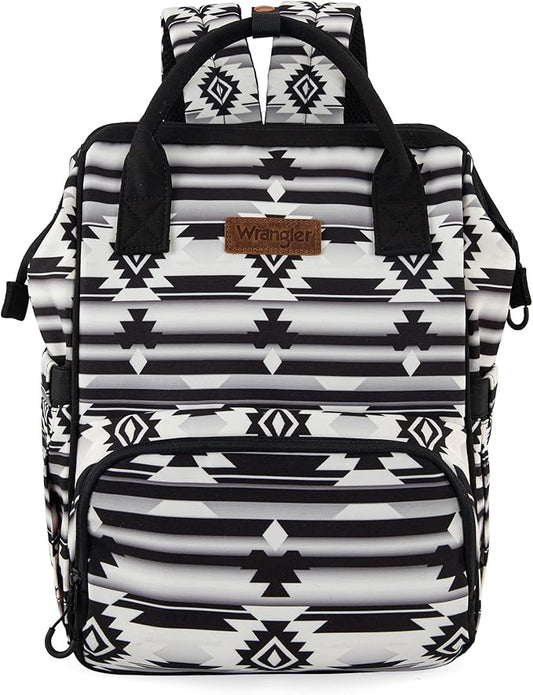 Wrangler Diaper Bag Backpack Aztec Travel Backpack Purses Western Multi-Function Baby Bags for Mom with Waterproof Insulated Pockets