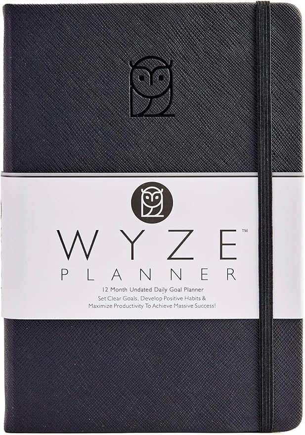 Undated Daily Planner – 1-Year B5 Productivity Organizer with Two-Page Weekly Spread, Goal Setting, Habit Tracker, Weekly & Monthly Pages – Hardcover Time Management Notebook (Black)