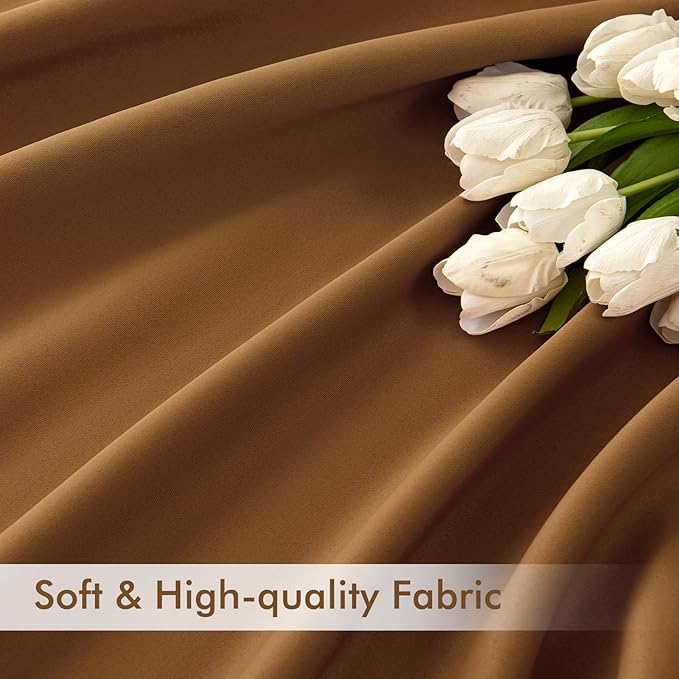 MIULEE Golden Brown Back Tab Blackout Curtains 84 Inch Length 2 Panels Set for Living Room Bedroom Privacy, Rod Pocket/Pinch Pleat Thermal Insulated Room Darkening Pleated Light Blocking Drapes