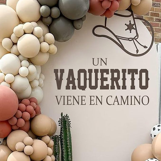 Un Vaquerito Viene En Camino Decal - Cowboy Party Decoration Decal, Baby Shower/Gender Reveal Party Decoration Supplies Wall Stickers, Cowboy Sign Balloon Arch and Party Backdrop Decor Stickers
