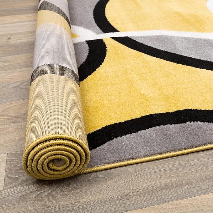 Rugshop Contemporary Abstract Circles Easy Maintenance for Home Office,Living Room,Bedroom,Kitchen Soft Area Rug 2' x 3' Yellow