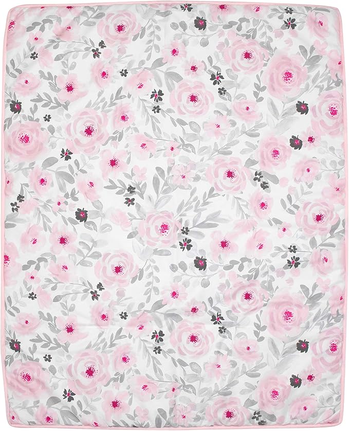 Bedtime Originals Blossom Pink Watercolor Floral 3-Piece Baby Crib Bedding Set