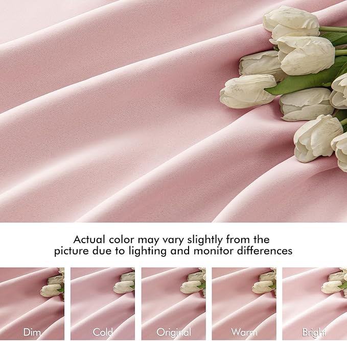 MIULEE Baby Pink Back Tab Blackout Curtains 108 Inch Long 2 Panels Set for Living Room Bedroom Privacy, Rod Pocket/Pinch Pleated Extra Long Thermal Insulated Room Darkening Light Blocking Drapes