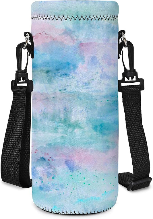 RICHEN Neoprene Water Bottle Carrier Bag with Adjustable Shoulder Strap,Insulated Water Bottle Cover for Stainless Steel/Glass/Plastic Bottles