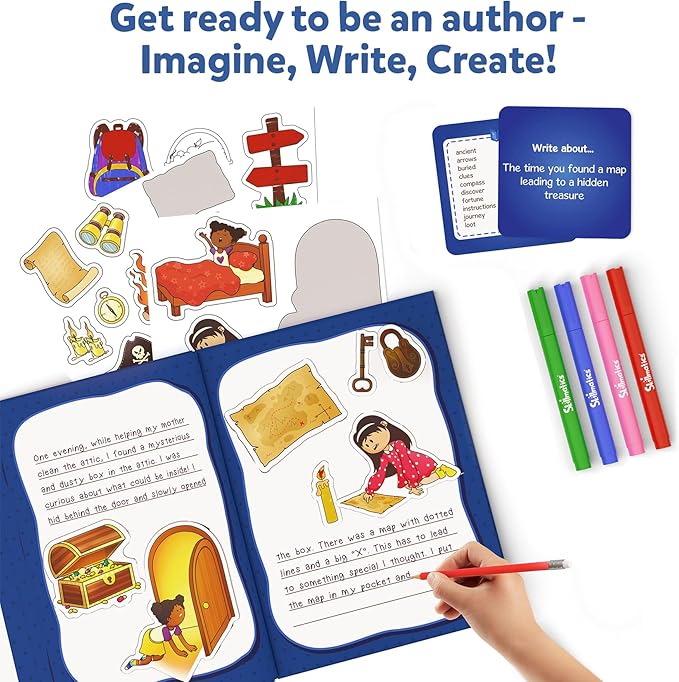 Skillmatics Storybook Art Kit - Create Adventure Stories, DIY Craft & Writing Kit with 300+ Stickers, Scrapbooking & Journal Activity, Gifts for Kids Ages 5, 6, 7, 8, 9, 10