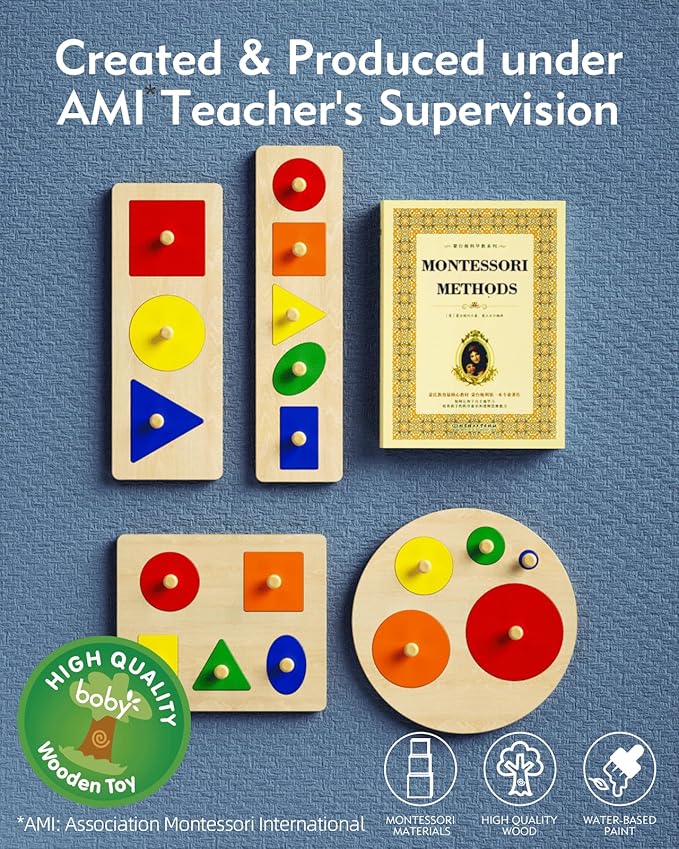 Montessori Shape Puzzle - Colorful Sorting Pieces for Toddlers 1-3 Years & 6-12-18 Months Developmental Toys