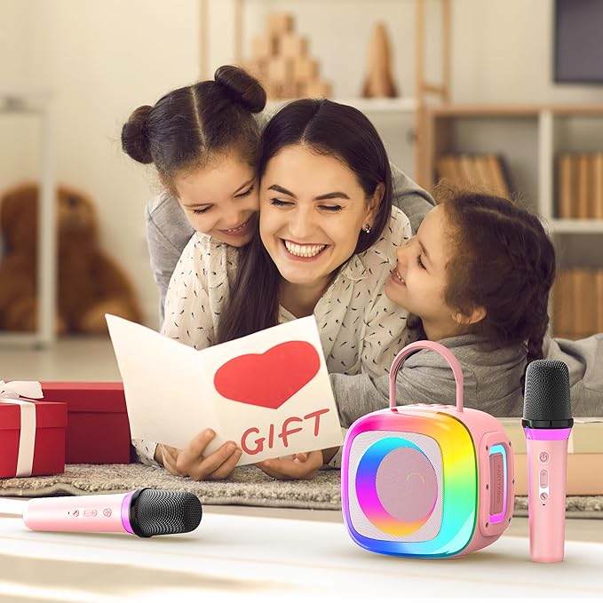 Mini Karaoke Machine for Kids Adults: Portable Karaoke Machine with 2 Wireless Mics for Home Party - Singing Karaoke Speaker Toy Gift for Girls Boys Ages 4 5 6 7 8 9 10 11 12+ Years Old Birthday