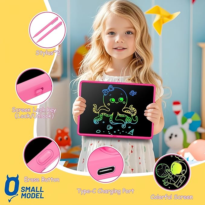 20 Inch LCD Writing Tablet for Kids, Children's Art Toys, Educational and Learning Drawing Kits, Birthday and Christmas Gifts for Boys and Girs Aged 3-12+, Pink