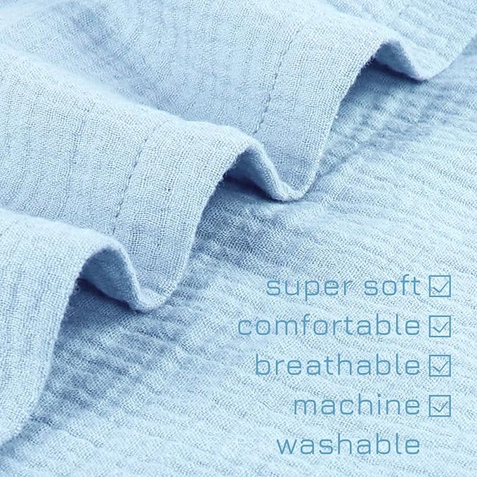 Hooyax Muslin Baby Lounger Cover Soft Organic Cotton Slipcover Fits Newborn Lounger for Baby Boys and Girls (Ice-Snow Blue)