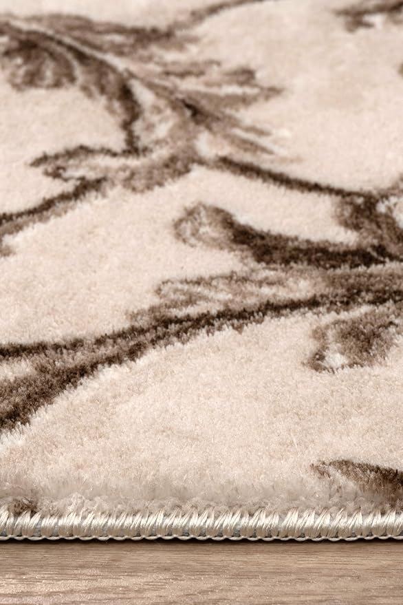 Non-Slip Washable 5x7 Area Rugs for Living Room Bedroom, Ultra Soft Bedside Rug, Indoor Floor Carpet for Kids Girls and Boys, Dorms, Nursery Rooms, Non-Skid Area Rug, Floral Beige Brown, 5' x 7'