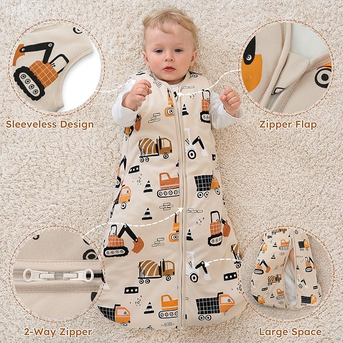 Yoofoss Baby Sleep Sack 18-24 Months, 1.5 Tog Baby Wearable Blanket with 2-Way Zipper, 100% Cotton Organic Fabric Winter Infant Sleeping Sack, Warm Soft Comfy