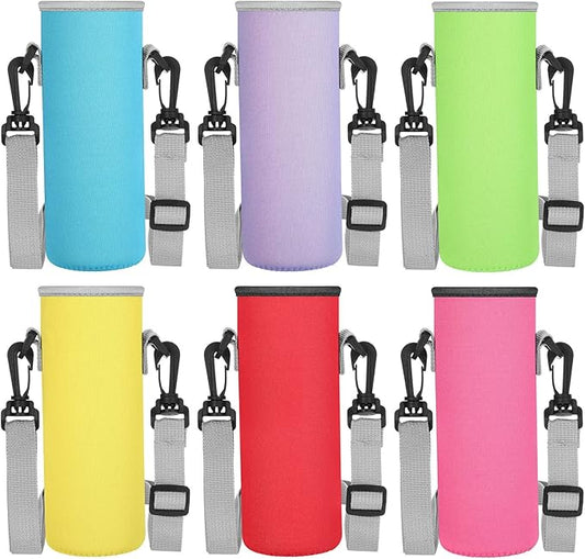 Rtteri 6 Pcs Neoprene Water Bottle Carrier Bag with Adjustable Shoulder Strap 32oz Insulator Water Bottle Cover Holder Cooler Sleeve for Stainless Steel/glass/plastic (Stylish)