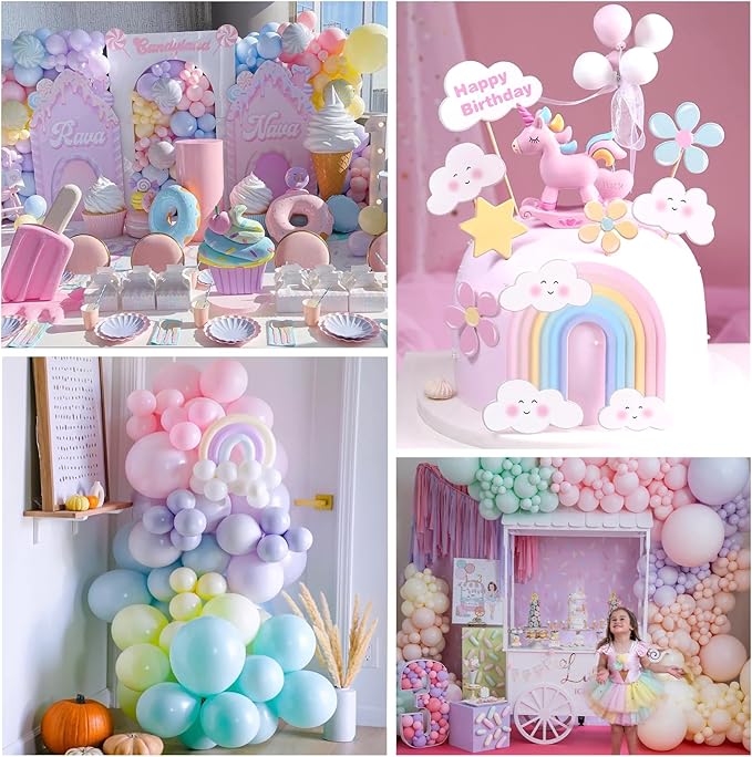 Pastel 219Pcs Daisy Balloon Garland Kit & Arch - 18 10 5 Inch Pastel Rainbow Balloons for 9th Birthday Girl