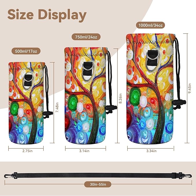 AUPET Water Bottle Bag Carrier,24oz/32oz Insulated Neoprene bottle Sling Holder Case Pouch Cover for 1000ML/750ML Bottles with Shoulder Strap for walking
