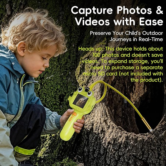 Borescope Camera Toy with Light for Kids - STEM Science Educational Toy for 4 5 6 7 8 9 10 Years Old Boys Girls Birthday Gift, Snake Scope Camera for Outdoor Camping Nature Exploration
