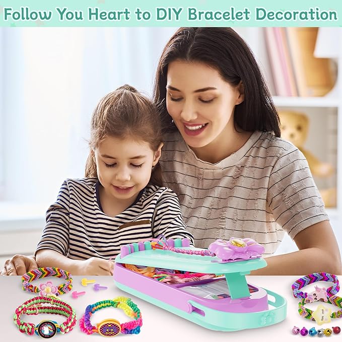 Friendship Bracelet Making Kit for Girls - DIY Bracelets Maker Art and Craft Kits for Kids - Jewelry String braiding Set Toys for Age 6 7 8 9 10 11 12 Year Old Girl Christmas Birthday Gifts - Cyan