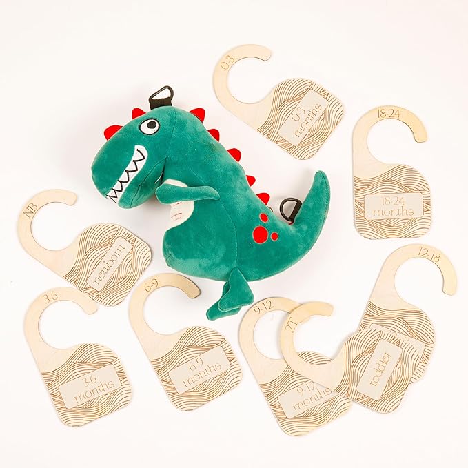 Whitluck's Baby Closet Dividers - 8-Pack Double-Sided Wooden Hangers for Organizing Baby Clothes from Newborn to 24 Months (Infant to Toddler) - Cute and Functional Nursery Decor for Boys and Girls