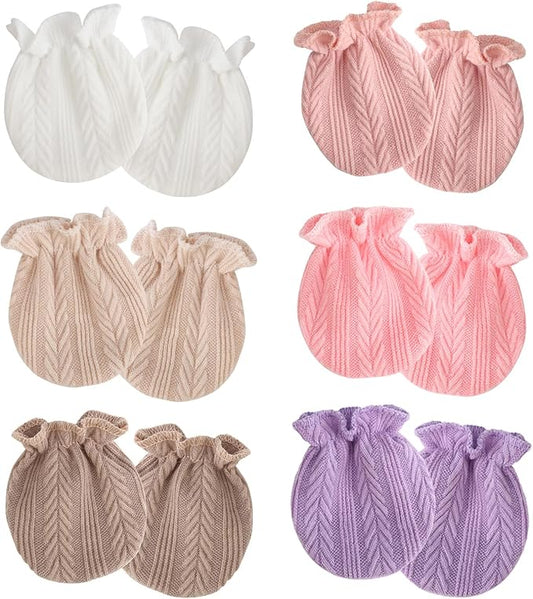 Newborn Baby Mittens No Scratch Cotton Elastic Wrist Gloves Infant Toddler Mittens for Baby Boy Girl 0-6 Months
