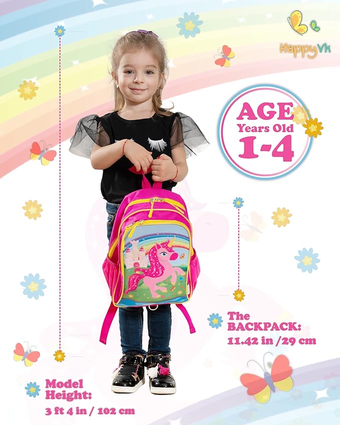 Backpack with Leash for Kids-Anti Lost Walking Toddler Leash-Unicorn design-for 1-4 Years Old Girls