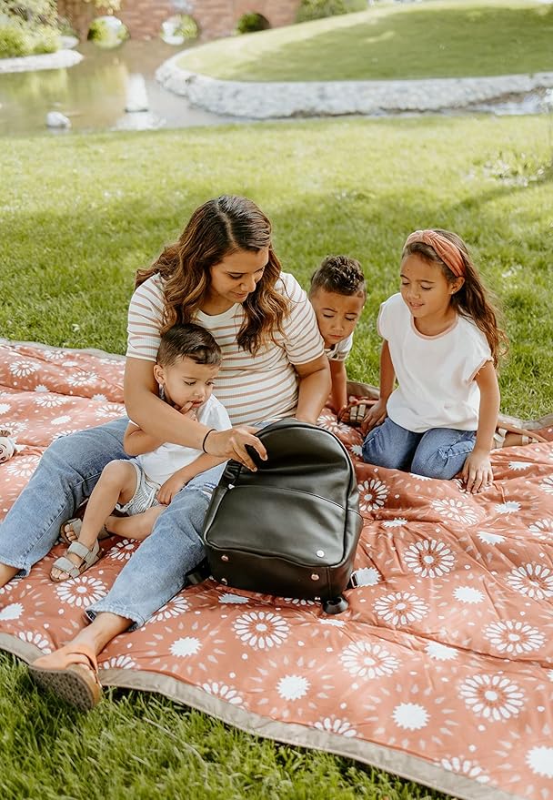 Little Unicorn 5'x10' XL Outdoor Family Picnic & Beach Blanket | Durable & Water-Resistant Fabric | Compact Fold & Easily Wipes Clean | Zipper Pocket (Sun Baked)