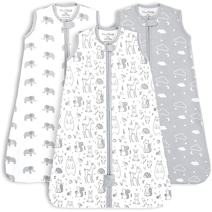 Mama Cheetah Baby Sleep Sack 0.5 TOG, Organic Cotton Baby Wearable Blanket with Two-Way Zipper, Swaddle Transition Baby Sleeping Bag for Newborn Infant Toddler Boy Girl, 6-12 Months