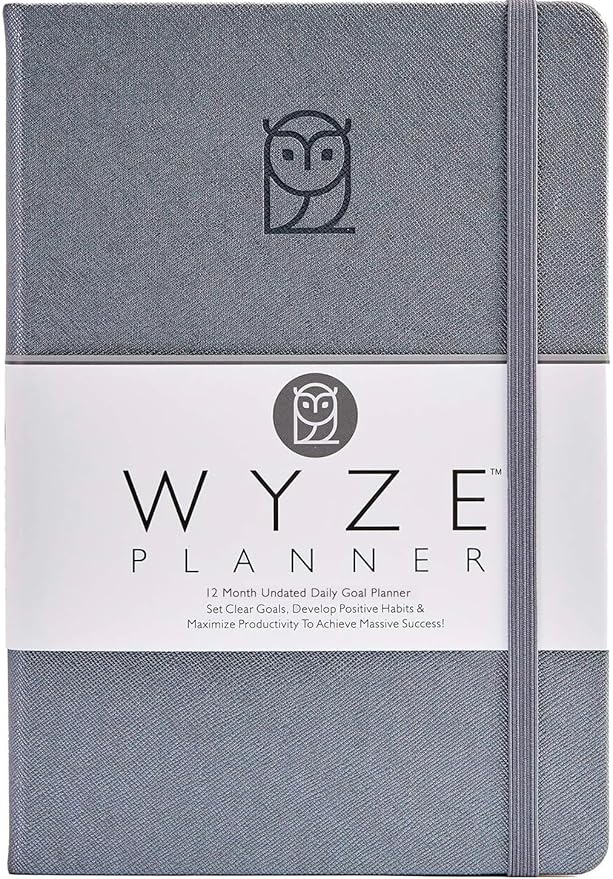 Undated Daily Planner – 1-Year B5 Productivity Organizer with Two-Page Weekly Spread, Goal Setting, Habit Tracker, Weekly & Monthly Pages – Hardcover Time Management Notebook (Gray)