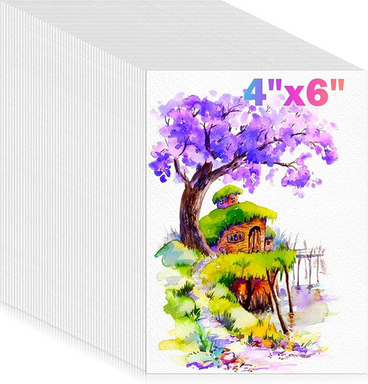 128 Sheets Watercolor Paper, 4"x6" Cold Press Water Color Paper for Kids Adults, 140lb/300gsm Artists Drawing Coloring Sketching Painting, Arts and Crafts Supplies, Valentine Gift Cards, White, Bulk