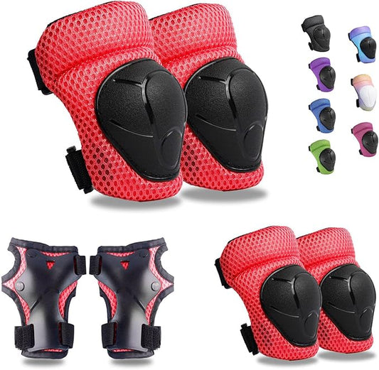 Knee Pads Elbow Pads Wrist Guards Set for Kids,Upgraded Protective Gear for Toddle 4-12 Boys or Girls Children Roller Skating Scooter Skateboarding Bike Roller Blade