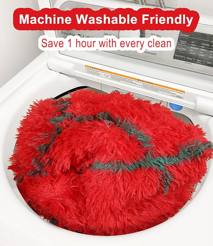 ONASAR Area Rugs for Living Room Bedroom, 5x8 Washable Fluffy Red and Dark Green Rug, Geometric Boho Soft Plush Shaggy Fuzzy Floor Carpet for Nursery Kids Girls Boys Teen Dorm Home Decor Aesthetic