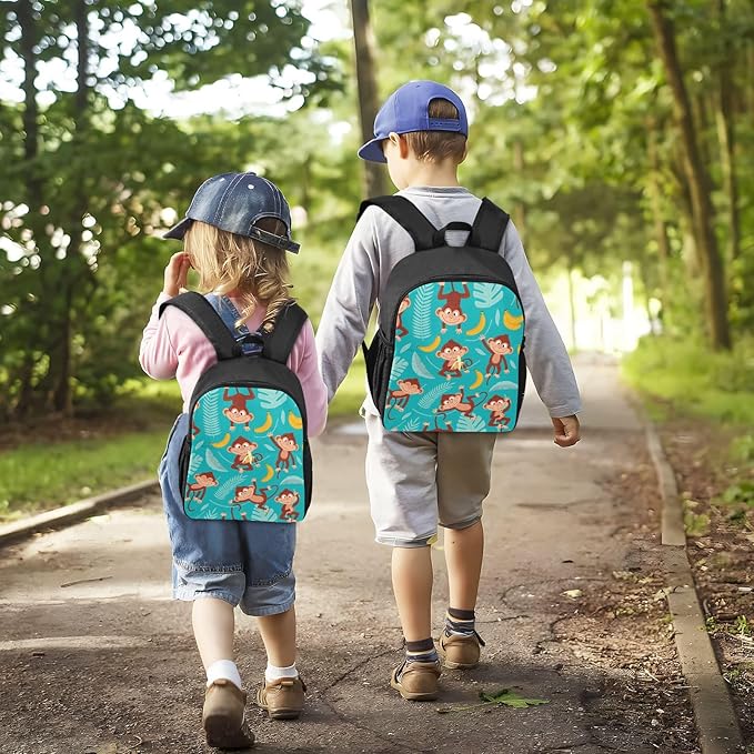 Toddler Backpack Monkey Banana Waterproof Mini Backpack Boys/Girls Cute Small Backpack Kindergarten Pre School Bags 11 Inch