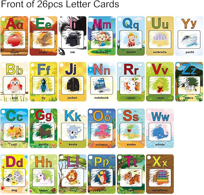 Coolplay A-Z 26 Alphabet Water Cards, Children Drawing Card for Kids Educational Toys for Travel